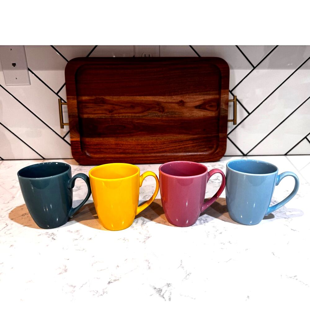 LEANDALE 12 OZ Ceramic Coffee Mug Tea Milk Cup Multi Solid Colors x4 vintage 90s